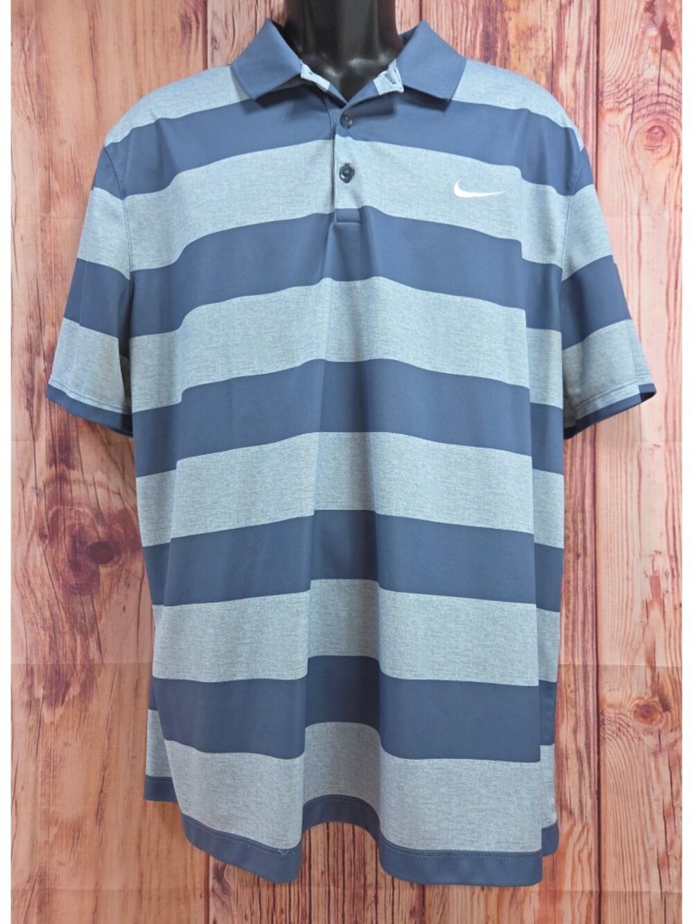 Nike Golf Mens Dri-Fit Polo Shirt XL Blue Striped Standard Fit